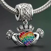 Rainbow Claddagh™ Charm | Sterling Silver with Rainbow Crystals