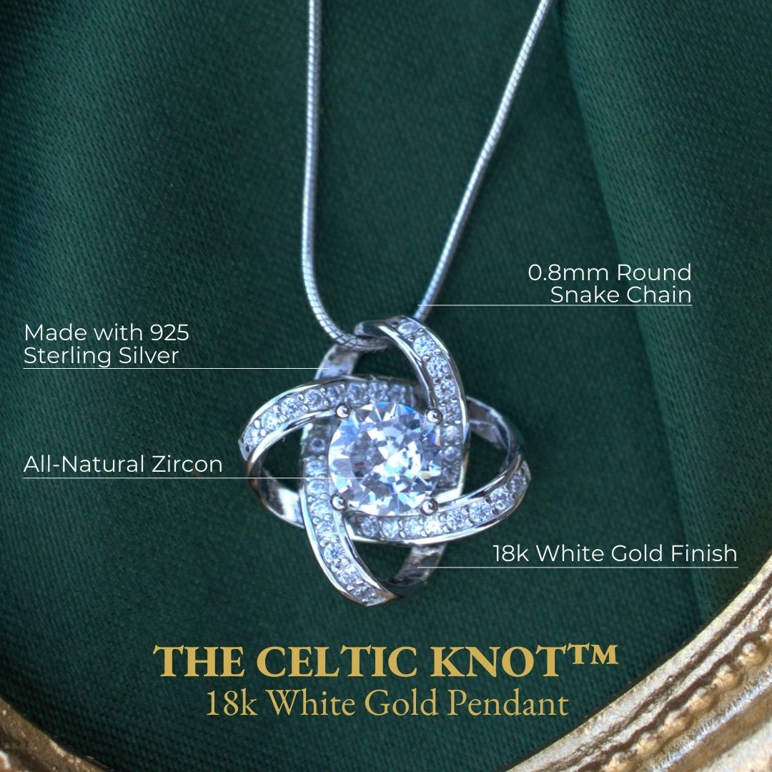 Celtic Knot White Gold Pendant – Irish Love Knot Necklace Gift – Celtic ...