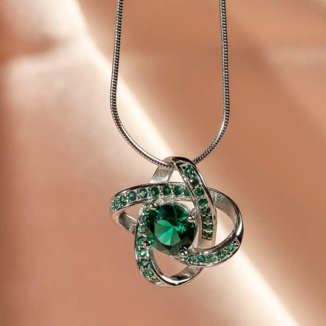 Inspired Silver Emerald Green Sister Celtic Knot Pave Heart Crystal Charm Bracelet