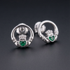 The Claddagh Earrings | 18K White Gold Studs