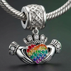 Rainbow Claddagh™ Charm | Sterling Silver with Rainbow Crystals