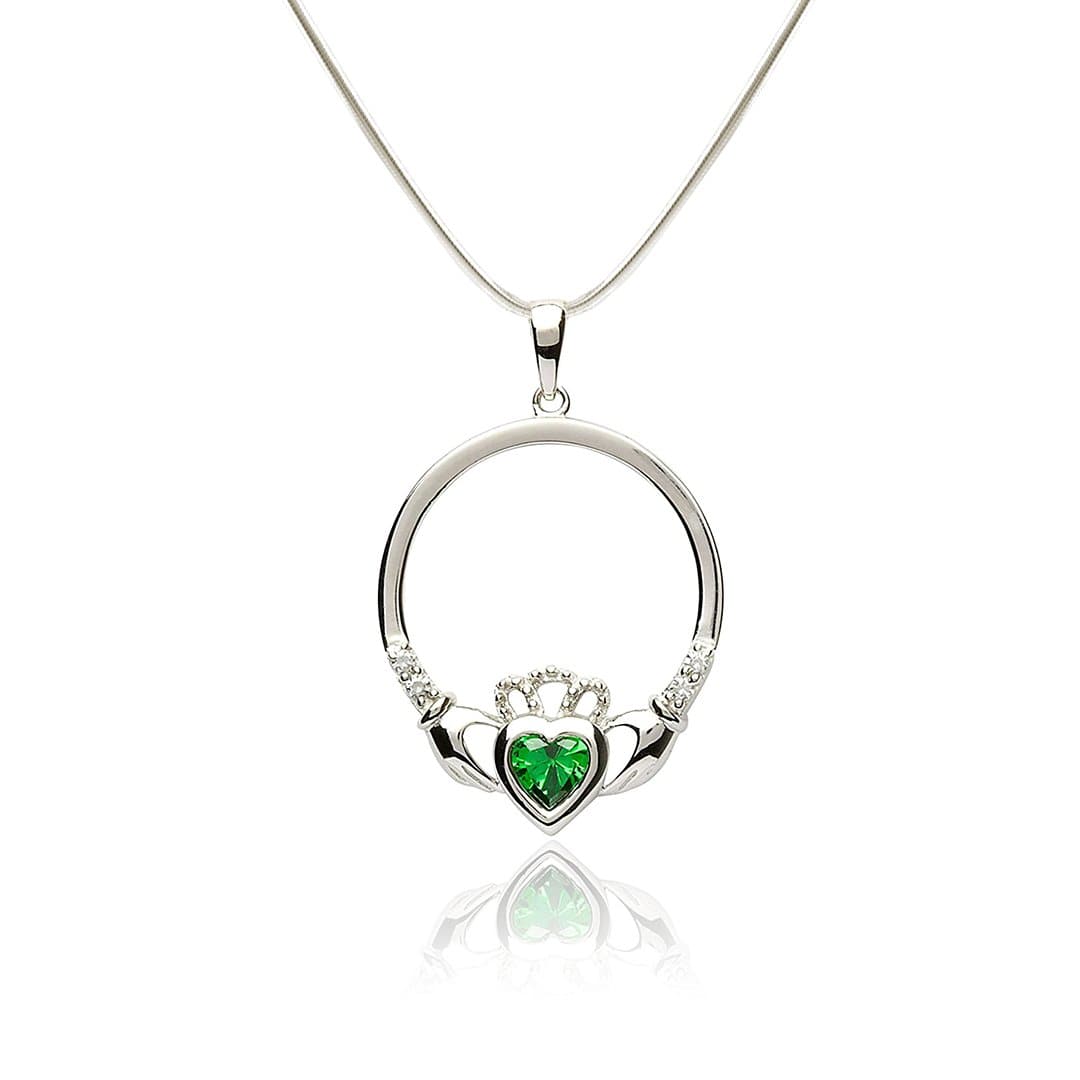 ChicSilver Heart Birthstone Necklace for Women Emerald May Princess Crown  Charm Mothers Necklaces Pendant Choker 18