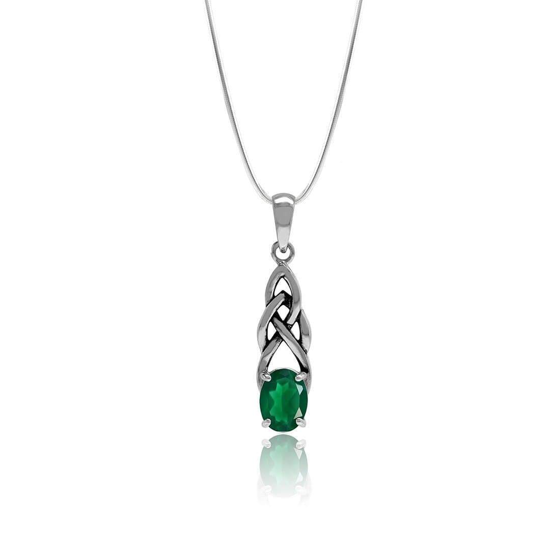 Sterling Silver Irish Celtic Trinity Knots Emerald Green Necklace –  Dazzledvenus