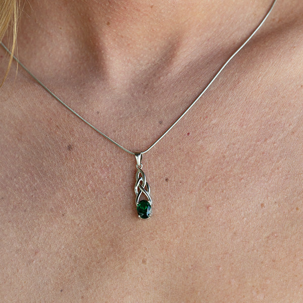 Celtic Knot Pendant With Swarovski Emerald Color Stone Necklace - Gem O  Sparkle