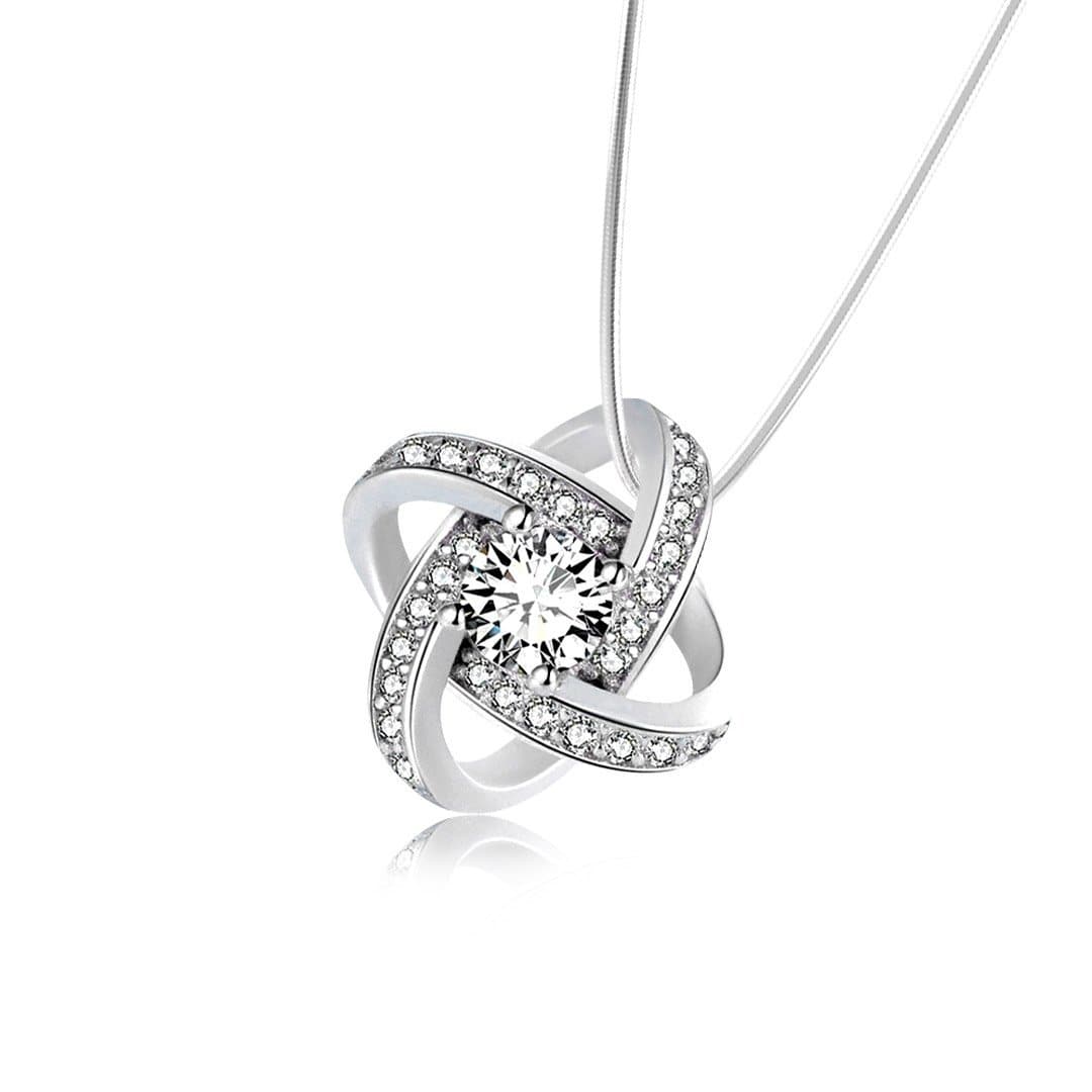 Celtic Knot White Gold Pendant – Irish Love Knot Necklace Gift